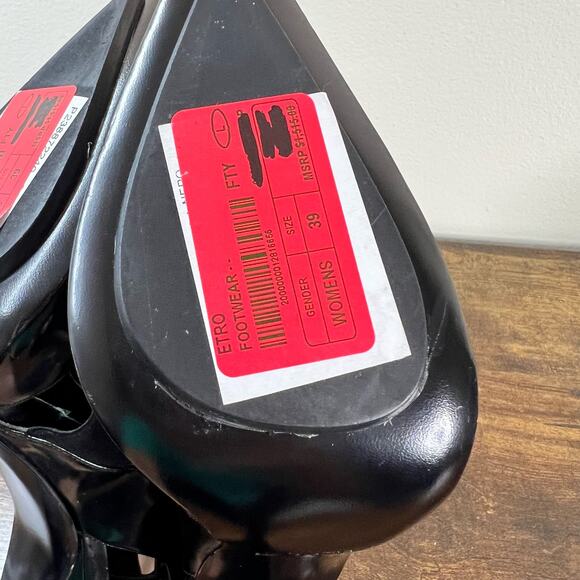 ETRO Ankle Booties Boots 9 Black Leather Cone Heel Pointed Toe Luxury Designer - Picture 9 of 11